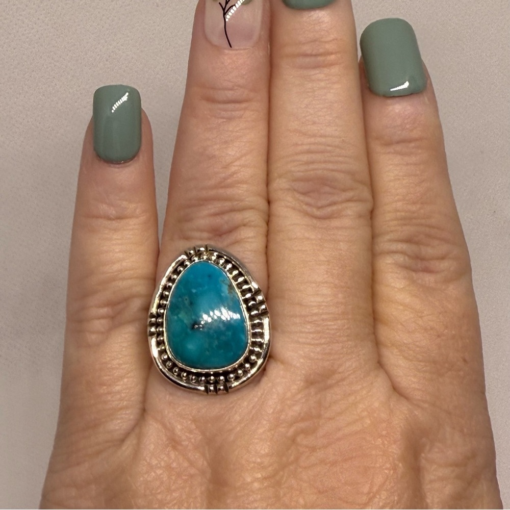 Silver Turquoise Ring size 8